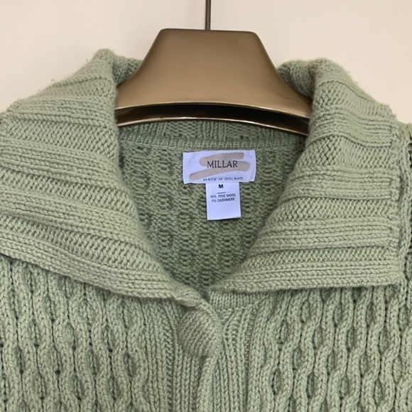 Millar Ireland Green Thick Knit Wool Cashmere Long Button Down Cardigan Jacket M - Picture 8 of 17